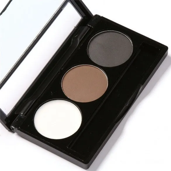 3 Colors Eyebrow Powder Palette Waterproof Smudge Proof With Mirror And Eyebrow Brushes