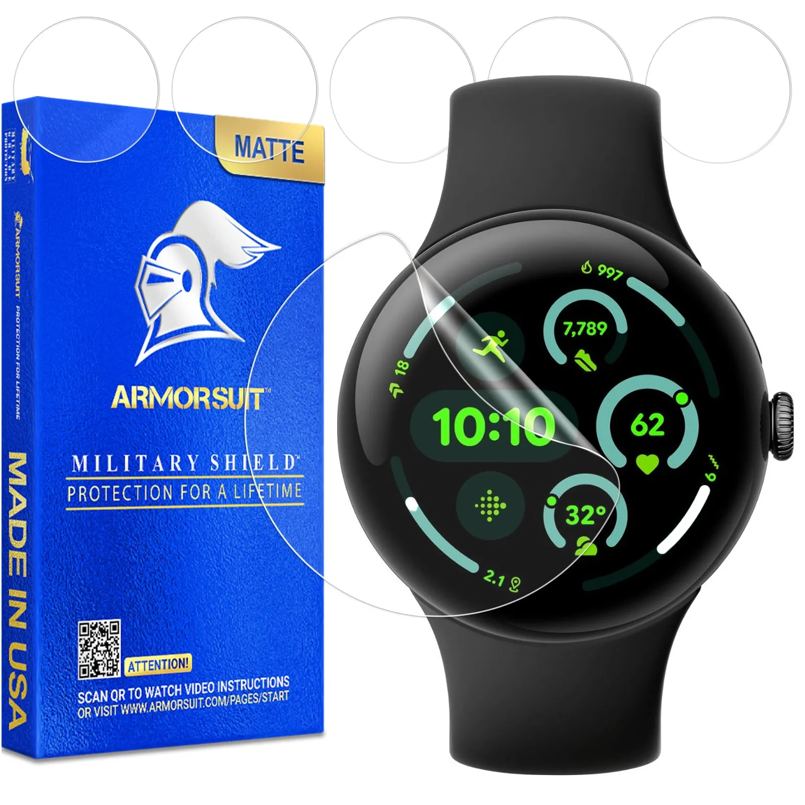 ArmorSuit [6 Pack] MilitaryShield Screen Protector Film For Google Pixel Watch 3 (2024)