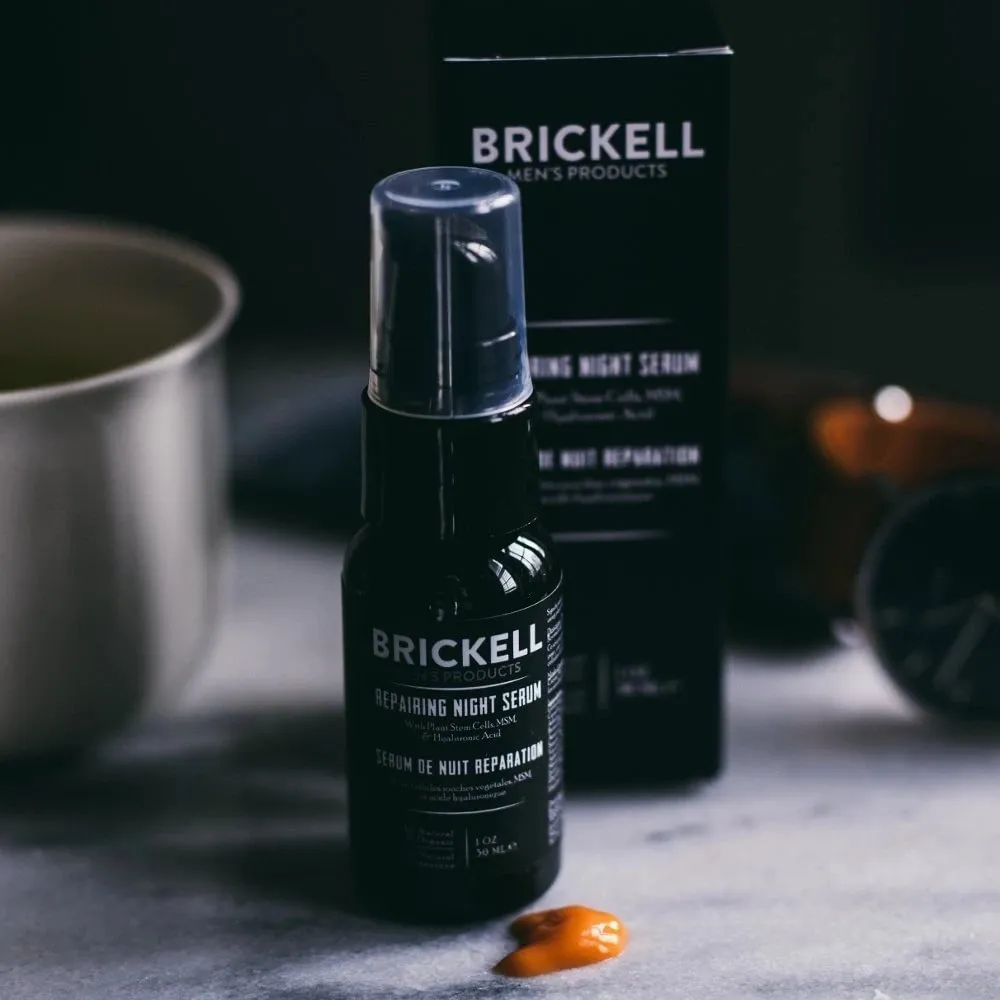 Brickell Men's Anti Aging Repairing Night face serum 30ml
