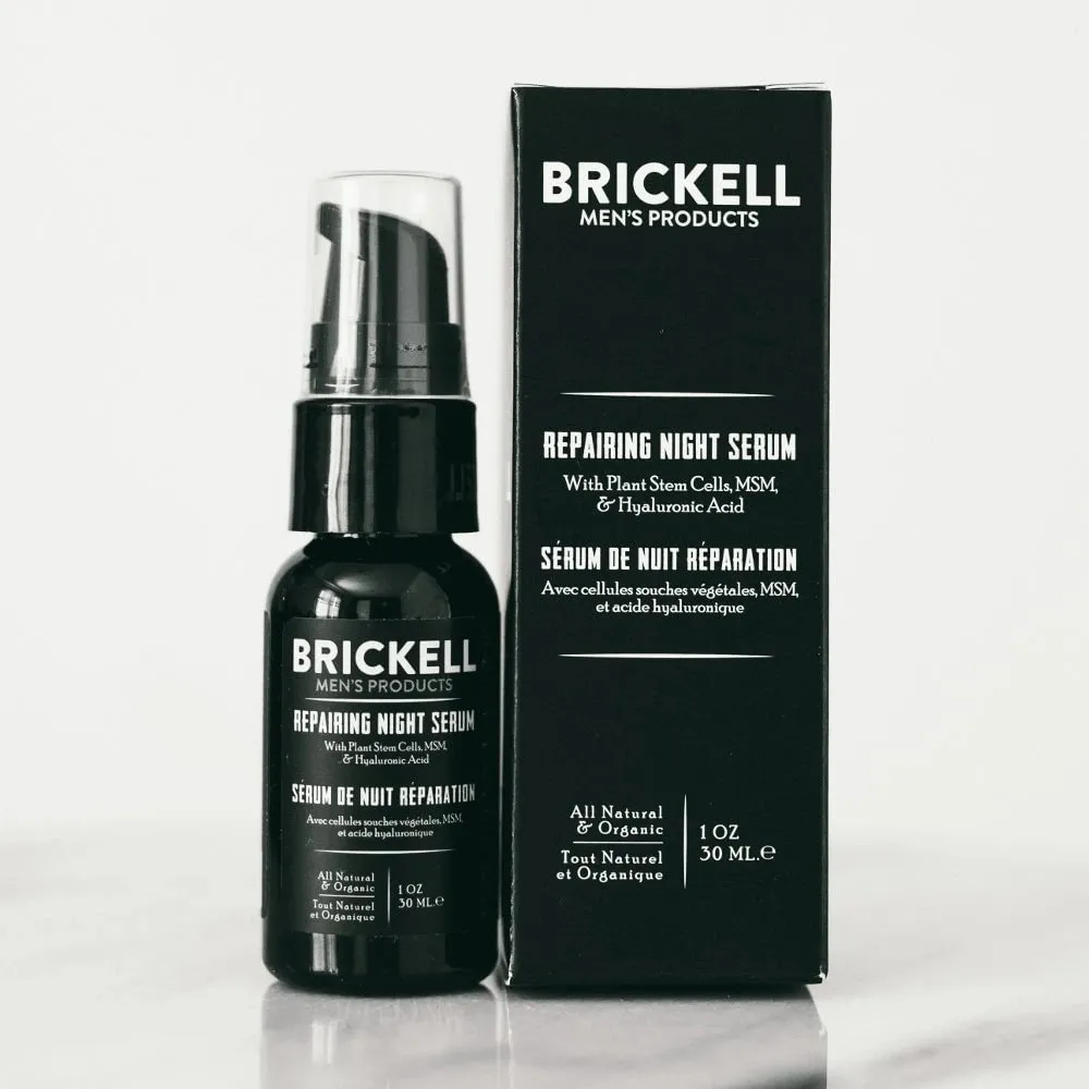 Brickell Men's Anti Aging Repairing Night face serum 30ml