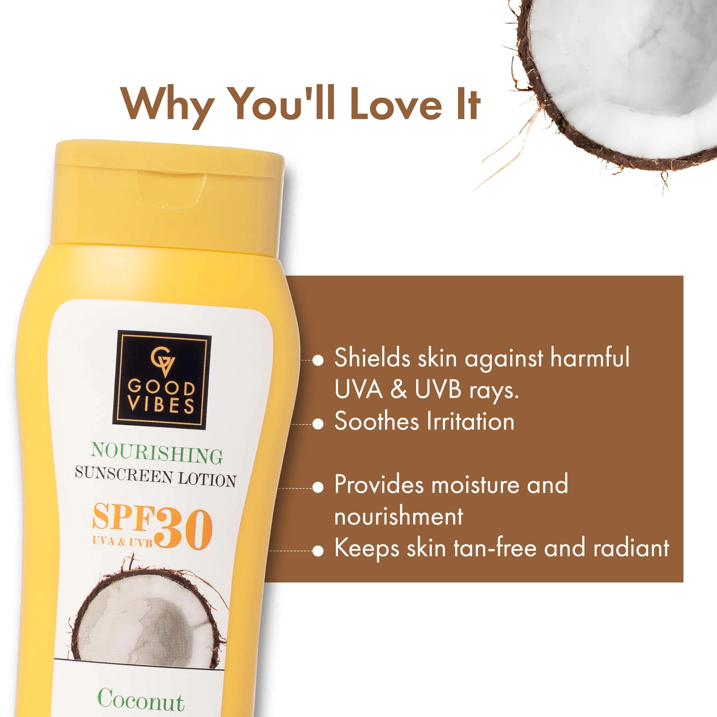 Coconut Nourishing Sunscreen Lotion SPF 30 With Lime & Rosemary Leaf Oil