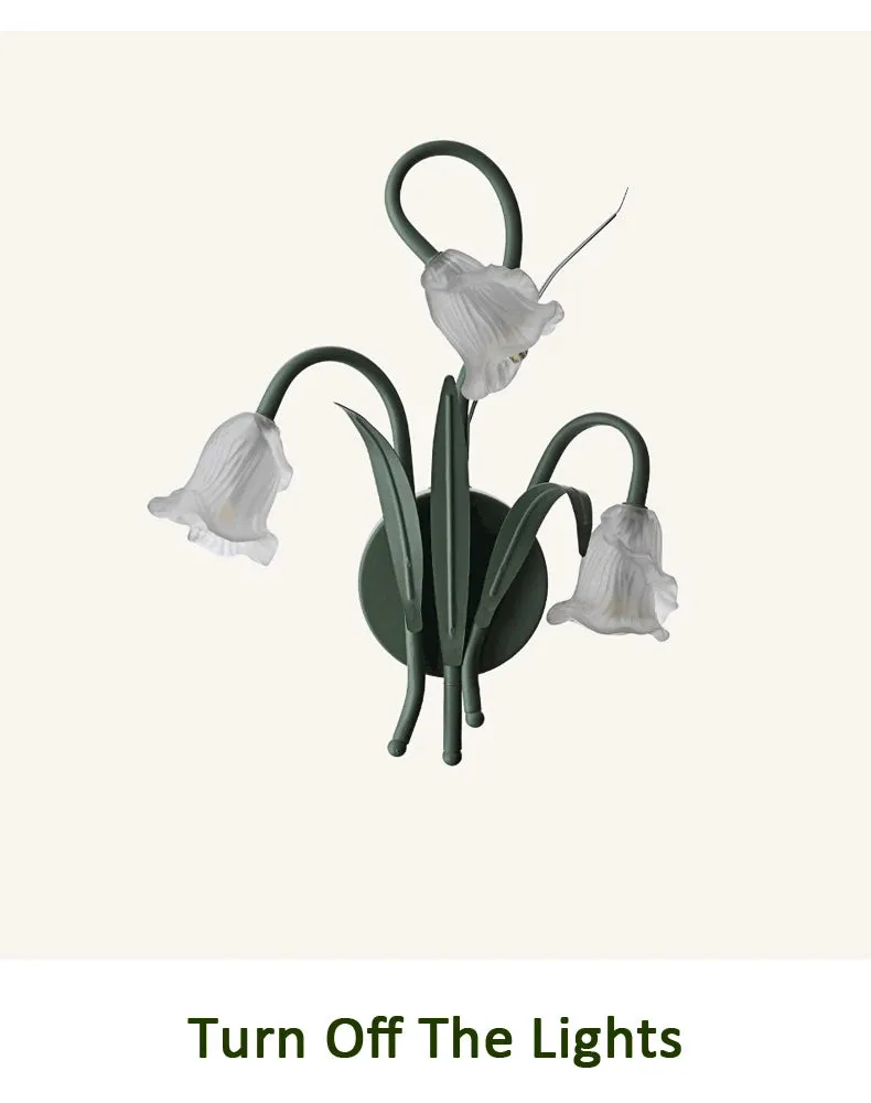 French Pastoral Cream Flowers Country Retro Green Wall Lamp