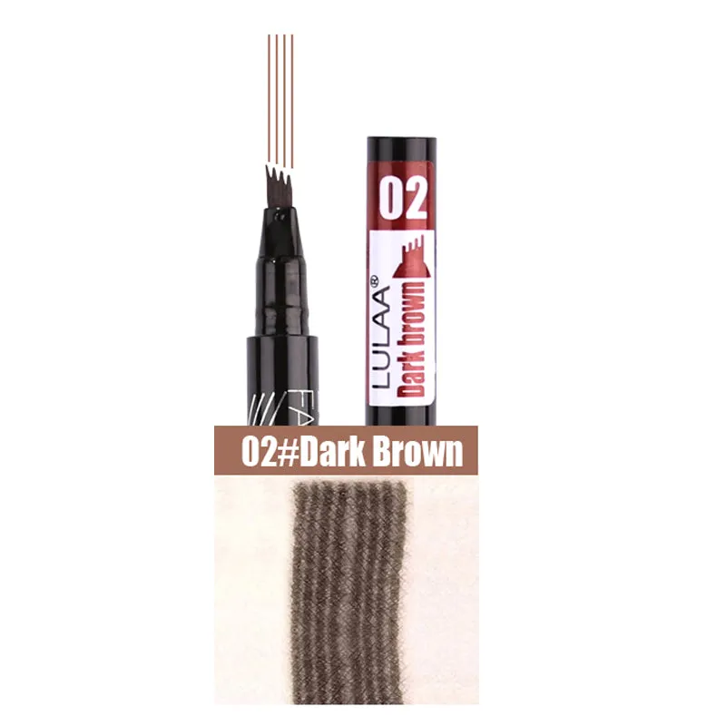 LULAA Waterproof Natural Eyebrow Pen Four-claw Eye Brow Tint Makeup Four Colors Eyebrow Pencil Brown Black Grey Brush Cosmetics