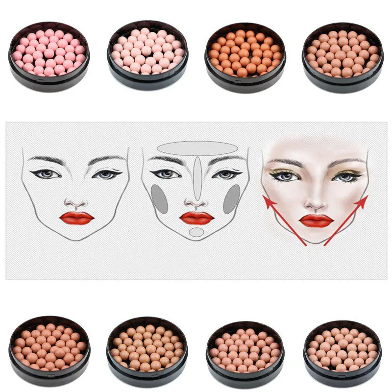 Matte Blusher Ball 3 In 1 Contour Powder 8 Colors Bronzer Contour Nude Light Soft Blush
