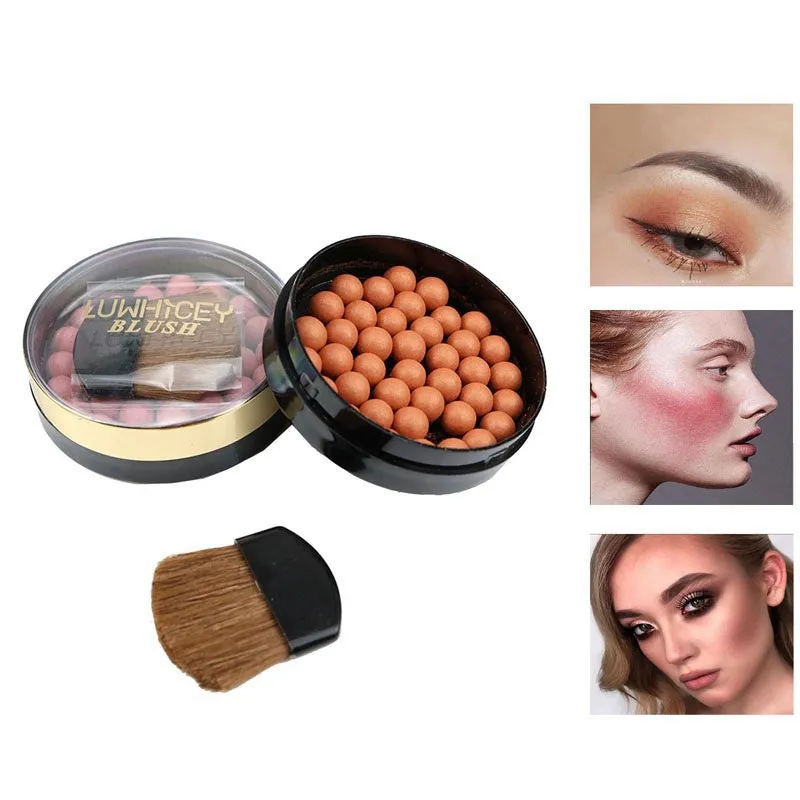 Matte Blusher Ball 3 In 1 Contour Powder 8 Colors Bronzer Contour Nude Light Soft Blush