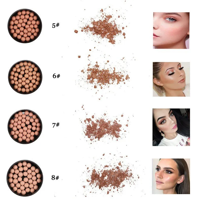 Matte Blusher Ball 3 In 1 Contour Powder 8 Colors Bronzer Contour Nude Light Soft Blush
