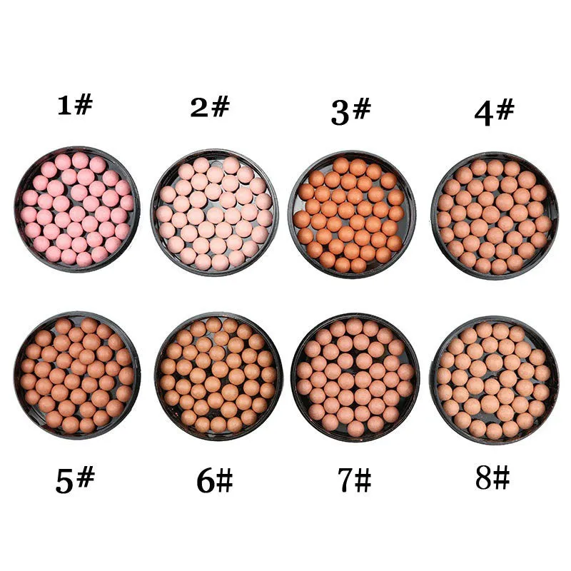 Matte Blusher Ball 3 In 1 Contour Powder 8 Colors Bronzer Contour Nude Light Soft Blush