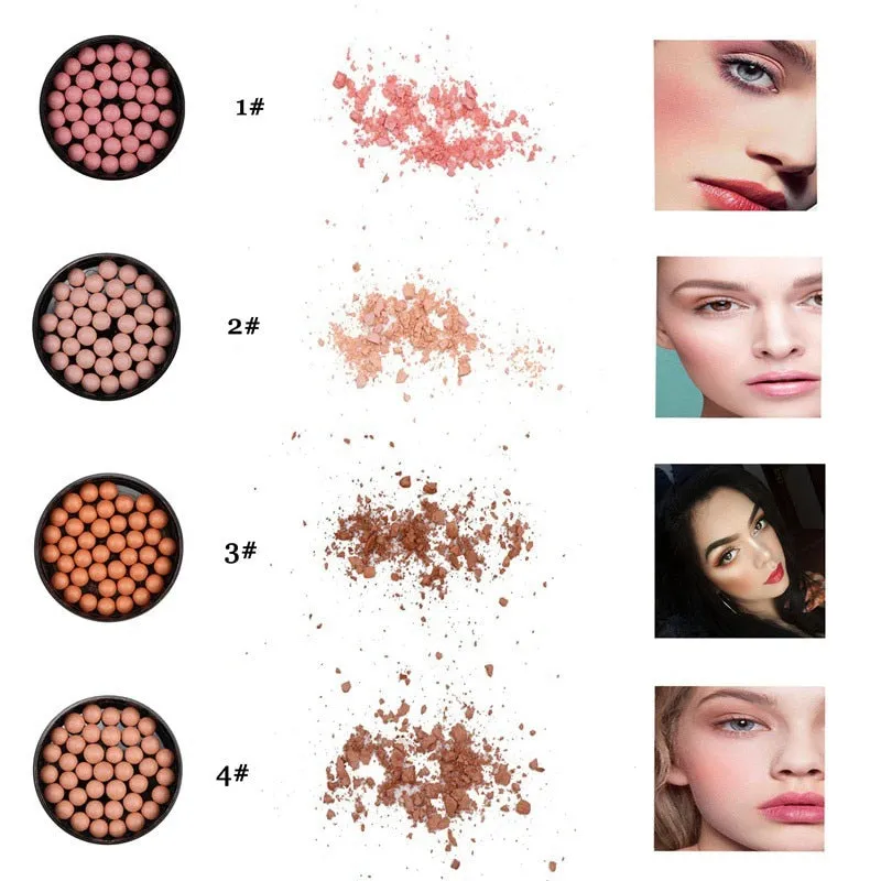 Matte Blusher Ball 3 In 1 Contour Powder 8 Colors Bronzer Contour Nude Light Soft Blush