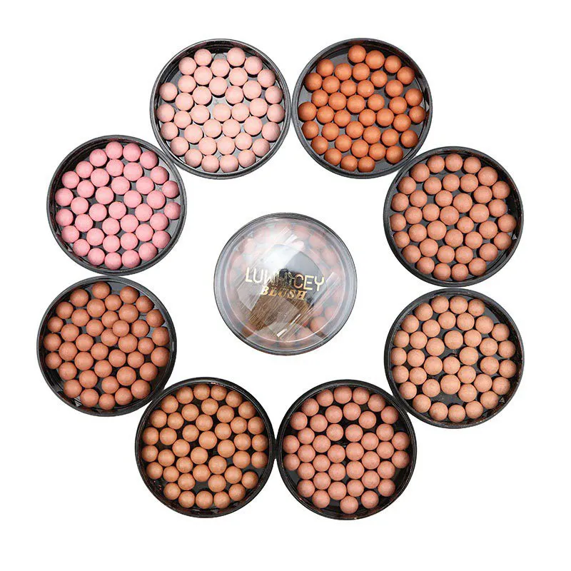 Matte Blusher Ball 3 In 1 Contour Powder 8 Colors Bronzer Contour Nude Light Soft Blush