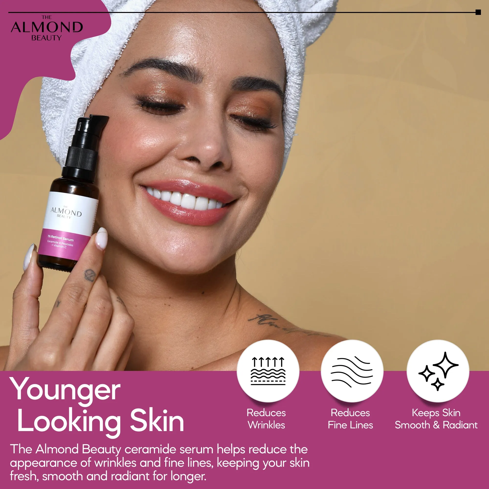 Repairing and Nourishing %1 Retinol Serum with Peptides   Vitamin C & Ceramide