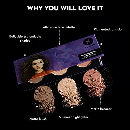 SUGAR Cosmetics Everday Makeup Kit for women | Lipstick, Mascara, Kajal, Face Palette | Gift Set | Free Pouch | Pack of 4