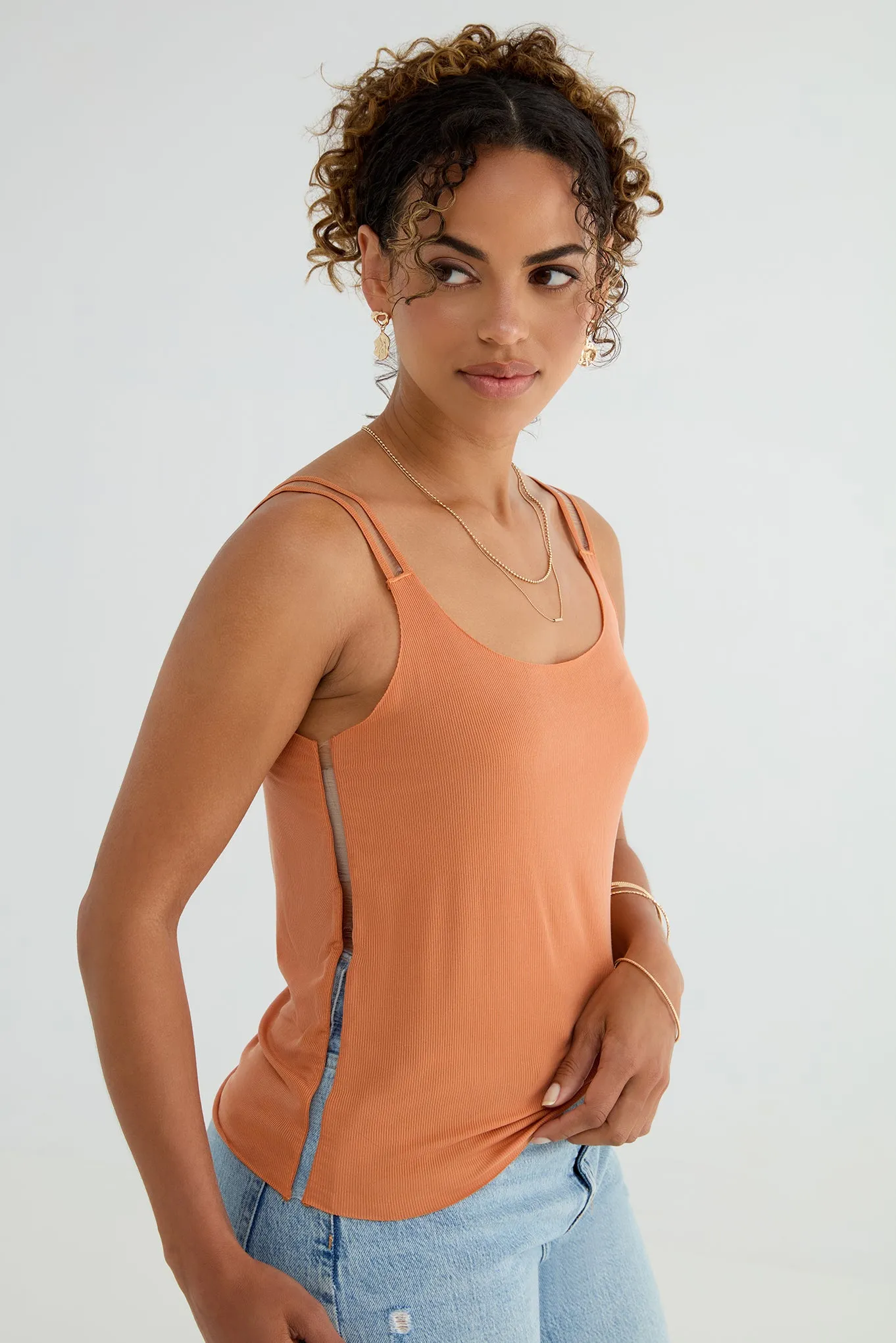 The Foundation Cami: Classic - Slim Rib Cupro - Terracotta