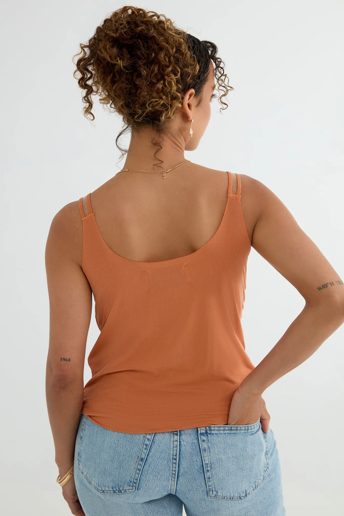 The Foundation Cami: Classic - Slim Rib Cupro - Terracotta