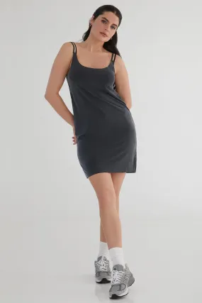 The Foundation Cami: Mini Dress - Flow Cupro - Ink