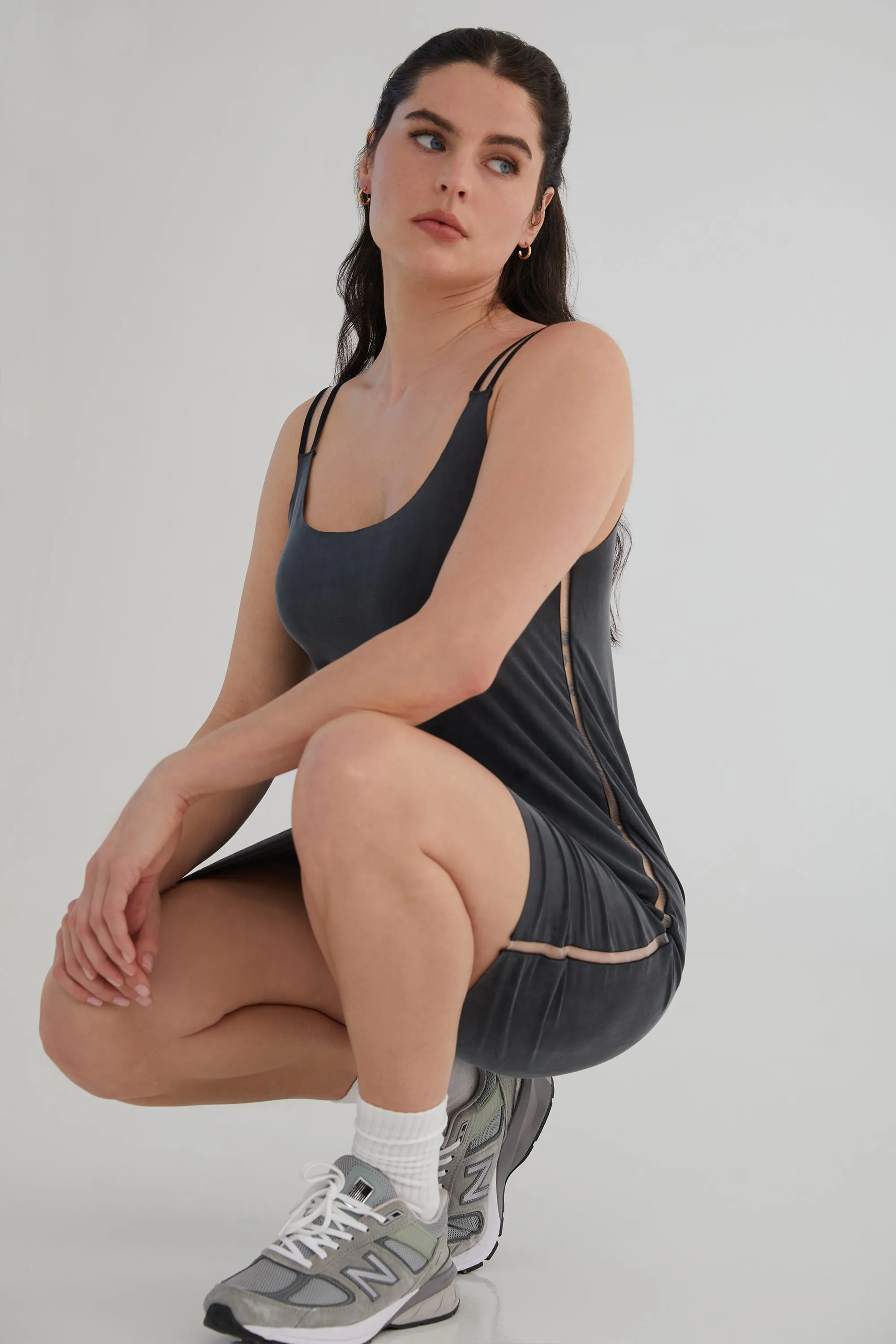 The Foundation Cami: Mini Dress - Flow Cupro - Ink