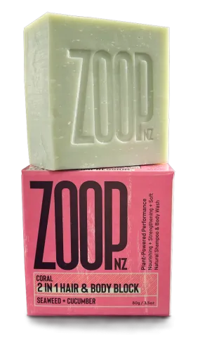 Zoop 2 in 1 Hair & Body Block 80gm - Seaweed & Cucumber